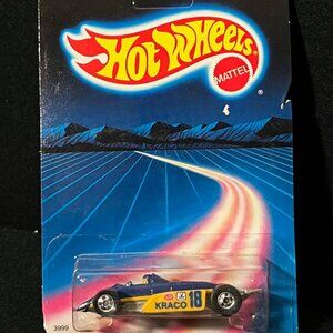 1980's Hot Wheels Thunderstreak Indy Car Kraco Yellow/Blue w/ BW No. 3999 NEW
